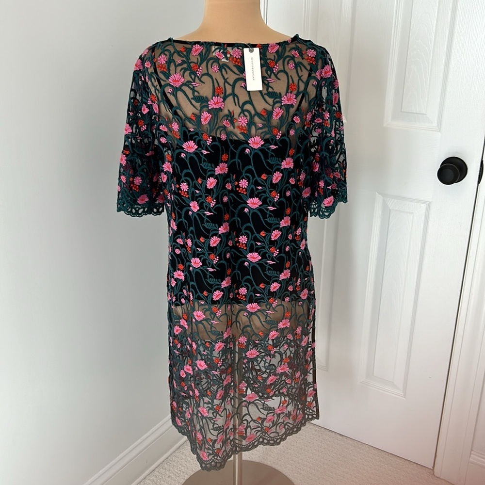 Anthropologie Moulinette Soeurs Floral Embroidered Mesh Tunic Dress - Picture 4 of 9